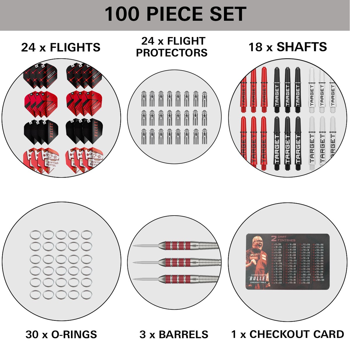 Target Darts Stephen Bunting 100 Piece Brass Dart Set
