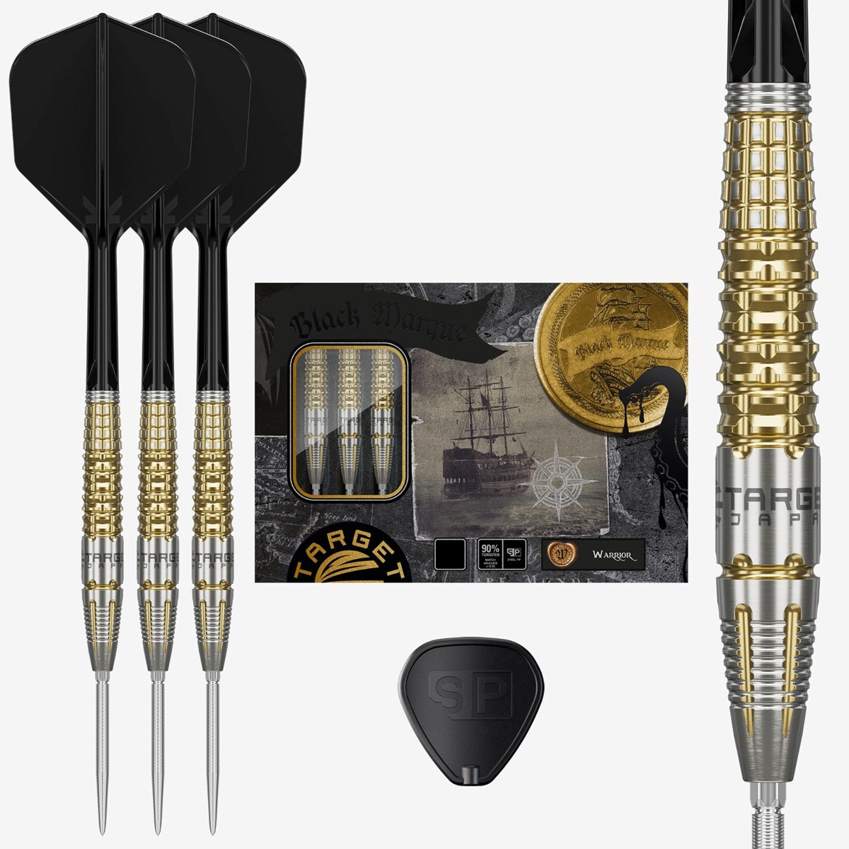 Target Black Marque Warrior 90% SP Steel Tip Darts 25 grams