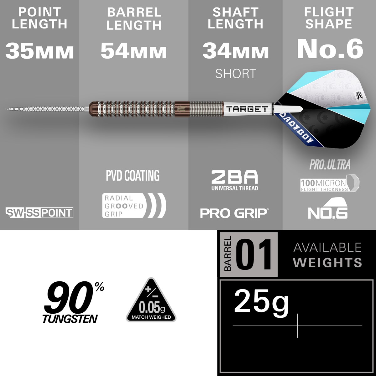 Target Darts Adam Lipscombe 90% Swiss Point Steel Tip Darts 25 grams