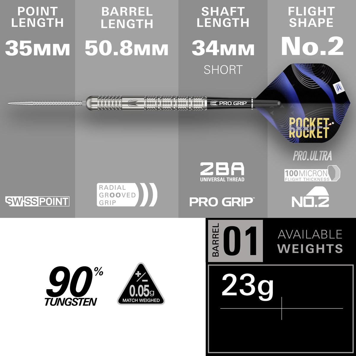 Target Darts Justin Hood 90% Swiss Point Steel Tip Darts 23 grams
