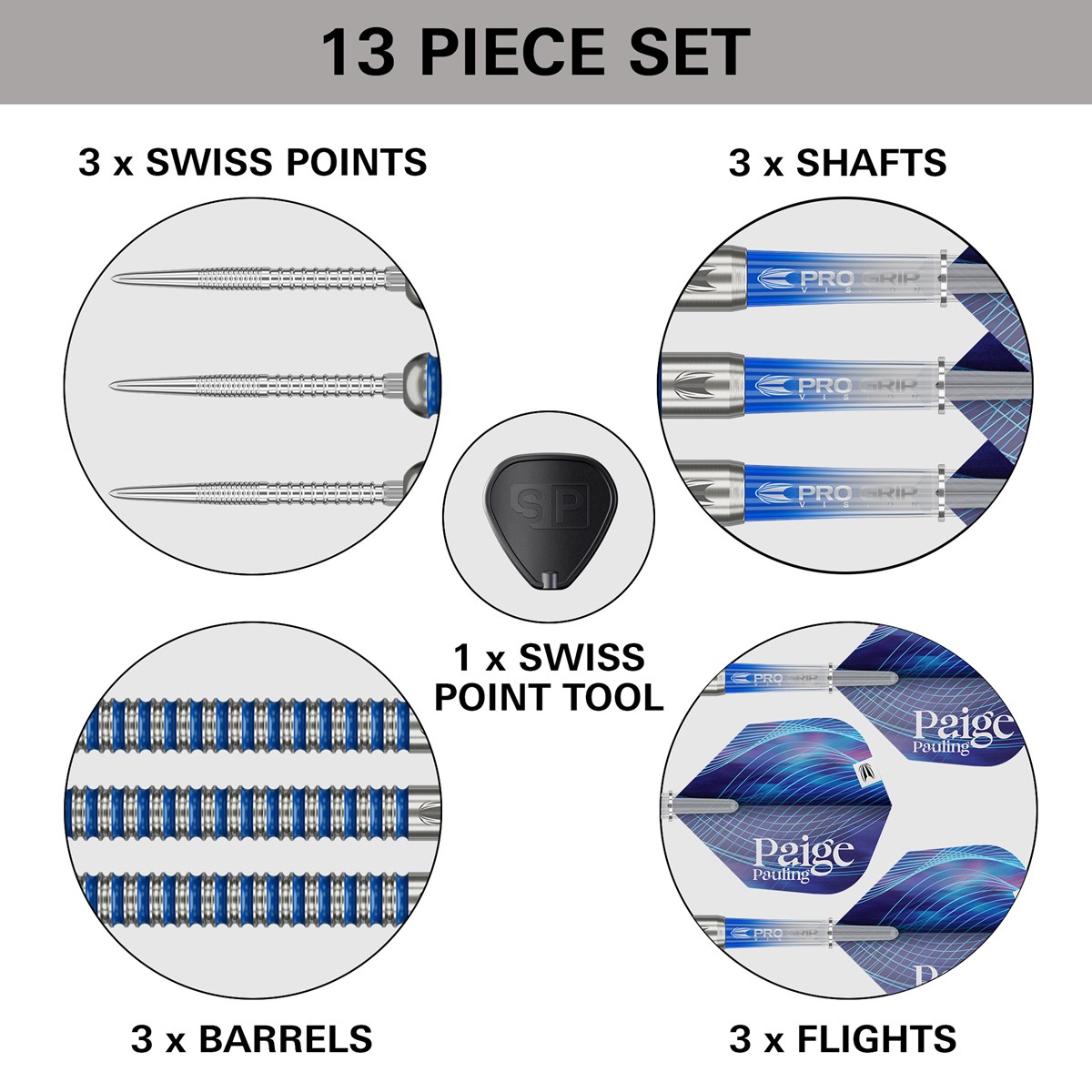 Target Darts Paige Pauling 90% Swiss Point Steel Tip Darts 22 grams