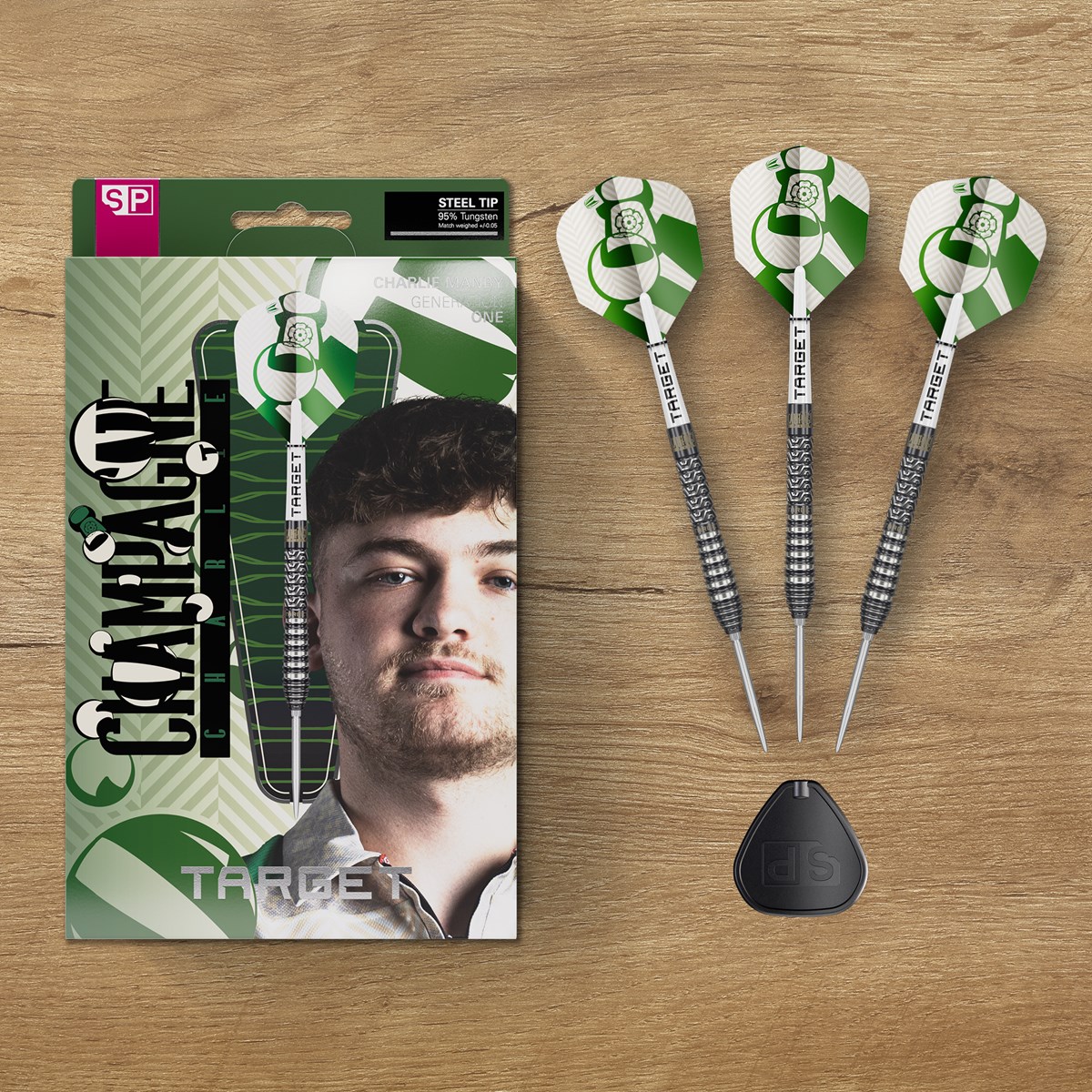 Target Darts Charlie Manby 95% Swiss Point Steel Tip Darts 22 grams