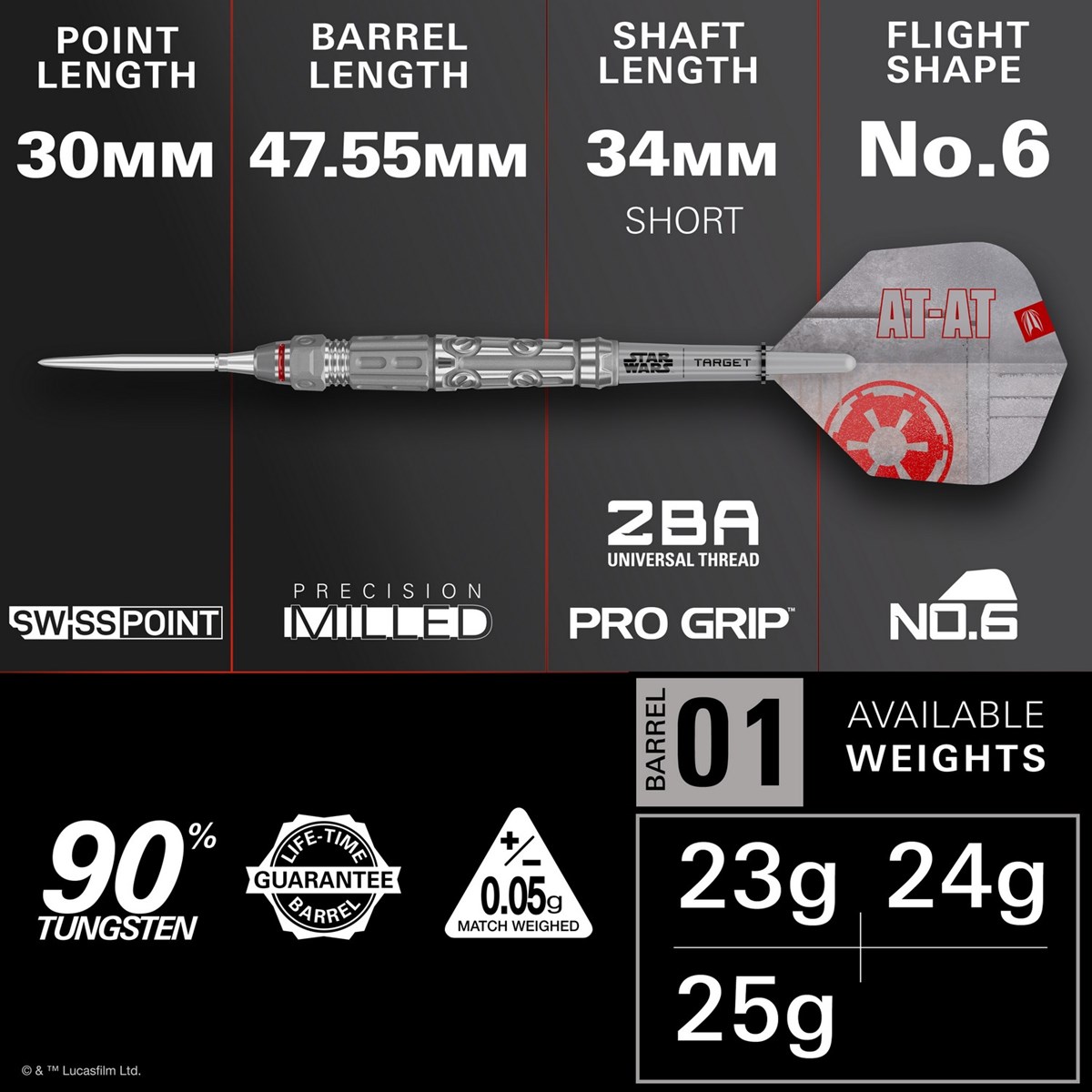 Target Darts Star Wars AT-AT 90% SP Steel Tip Darts 25 grams