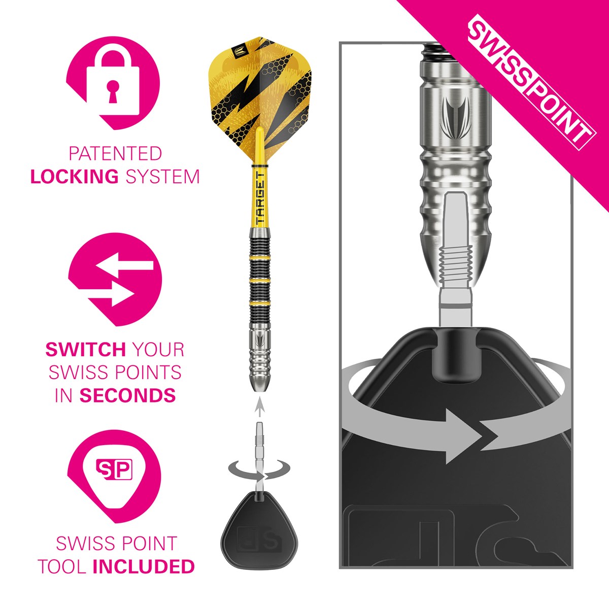 Target Darts Buzz SP02 90% Swiss Point Steel Tip Darts 22 grams