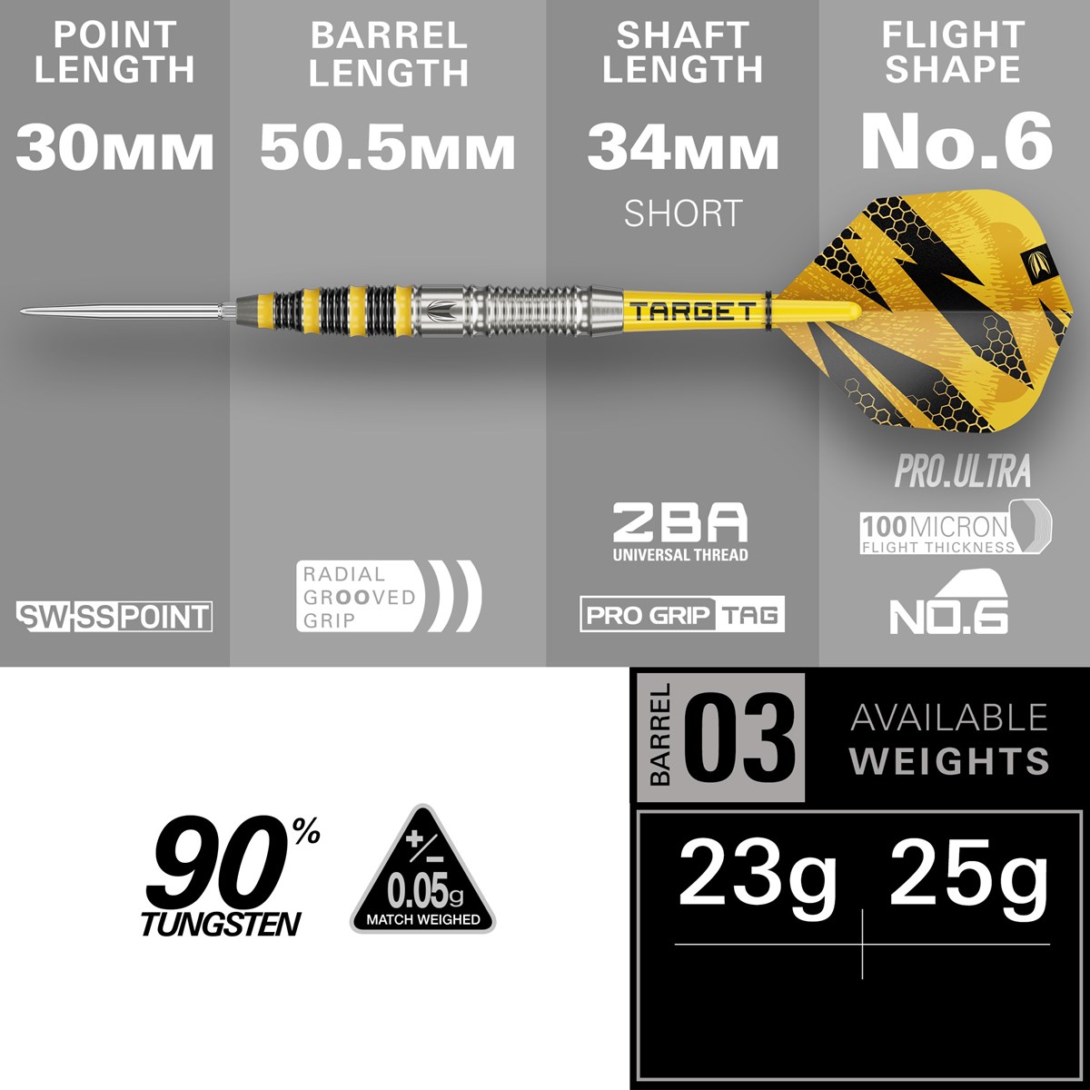 Target Buzz SP03 90% Swiss Point Steel Tip Darts 25 grams