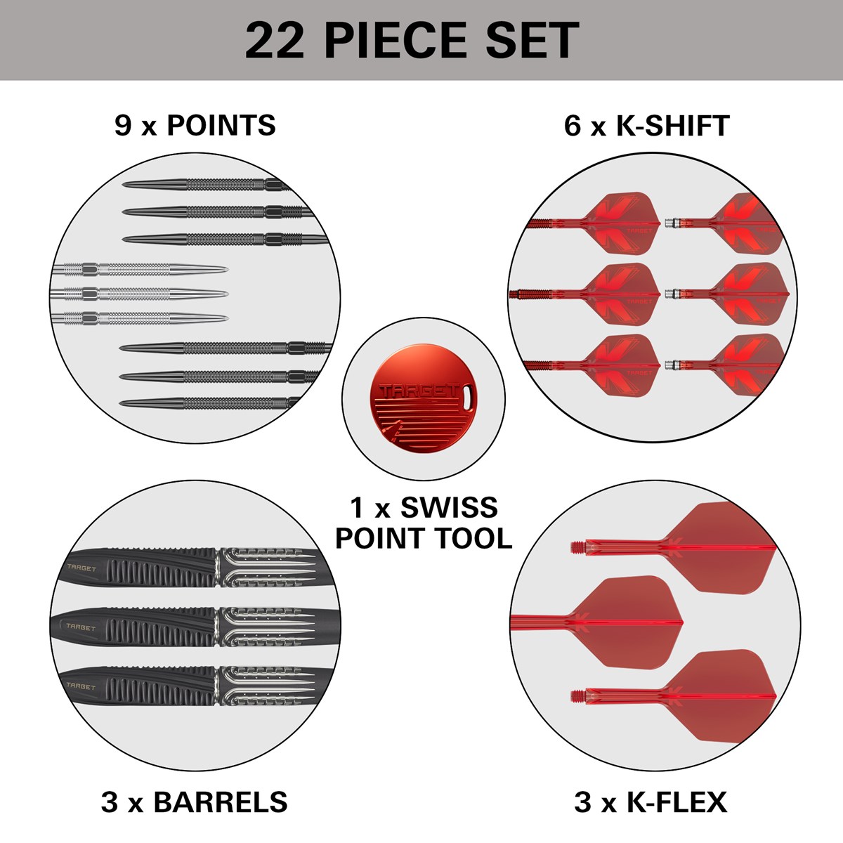 Target Shift 90% Swiss Point Steel Tip Darts 24 grams