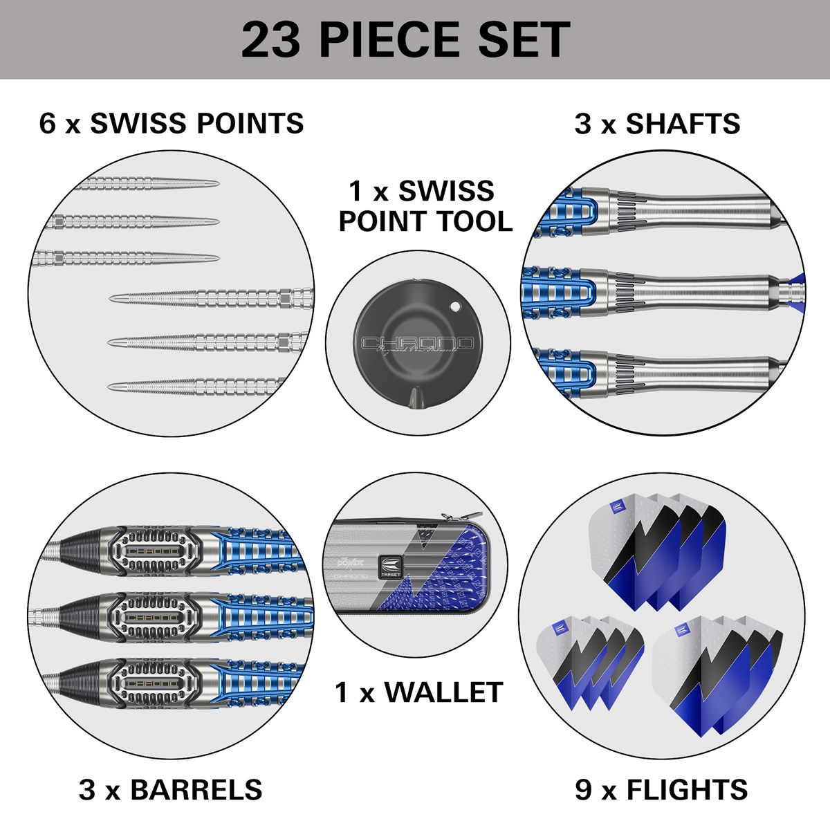 Target Darts Phil Taylor Power Chrono Swiss Point Steel Tip Darts 22 grams