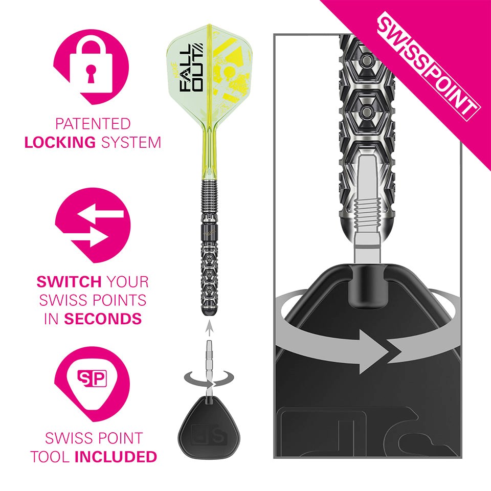 Target Darts Luke Littler Nuke Fallout 90% Swiss Point Steel Tip Darts 22 grams