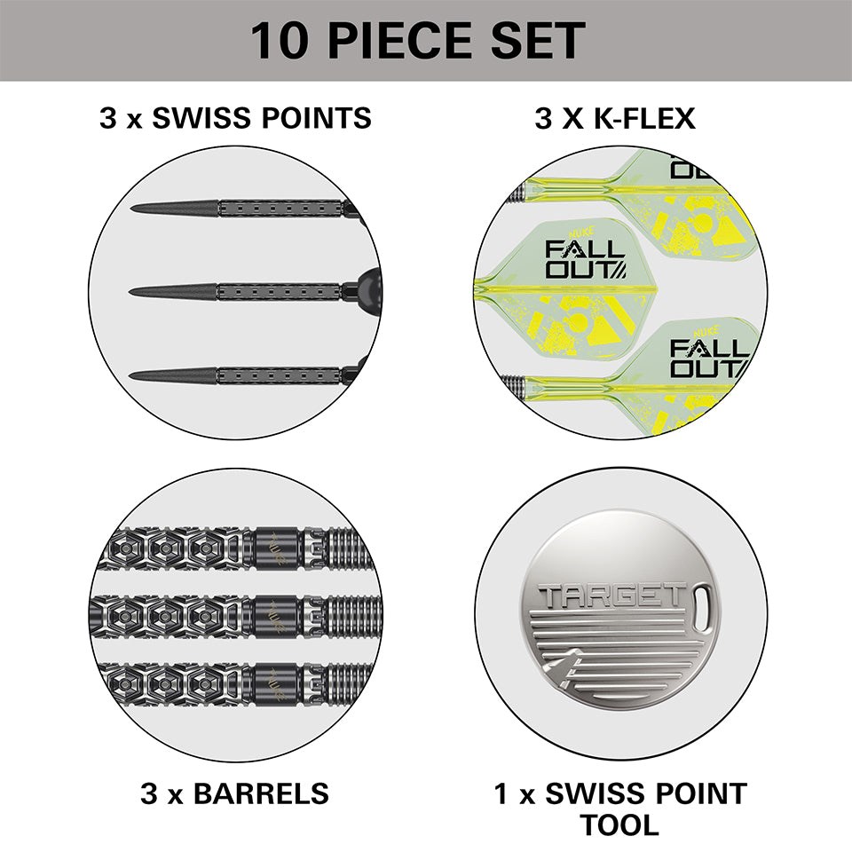 Target Darts Luke Littler Nuke Fallout 90% Swiss Point Steel Tip Darts 22 grams