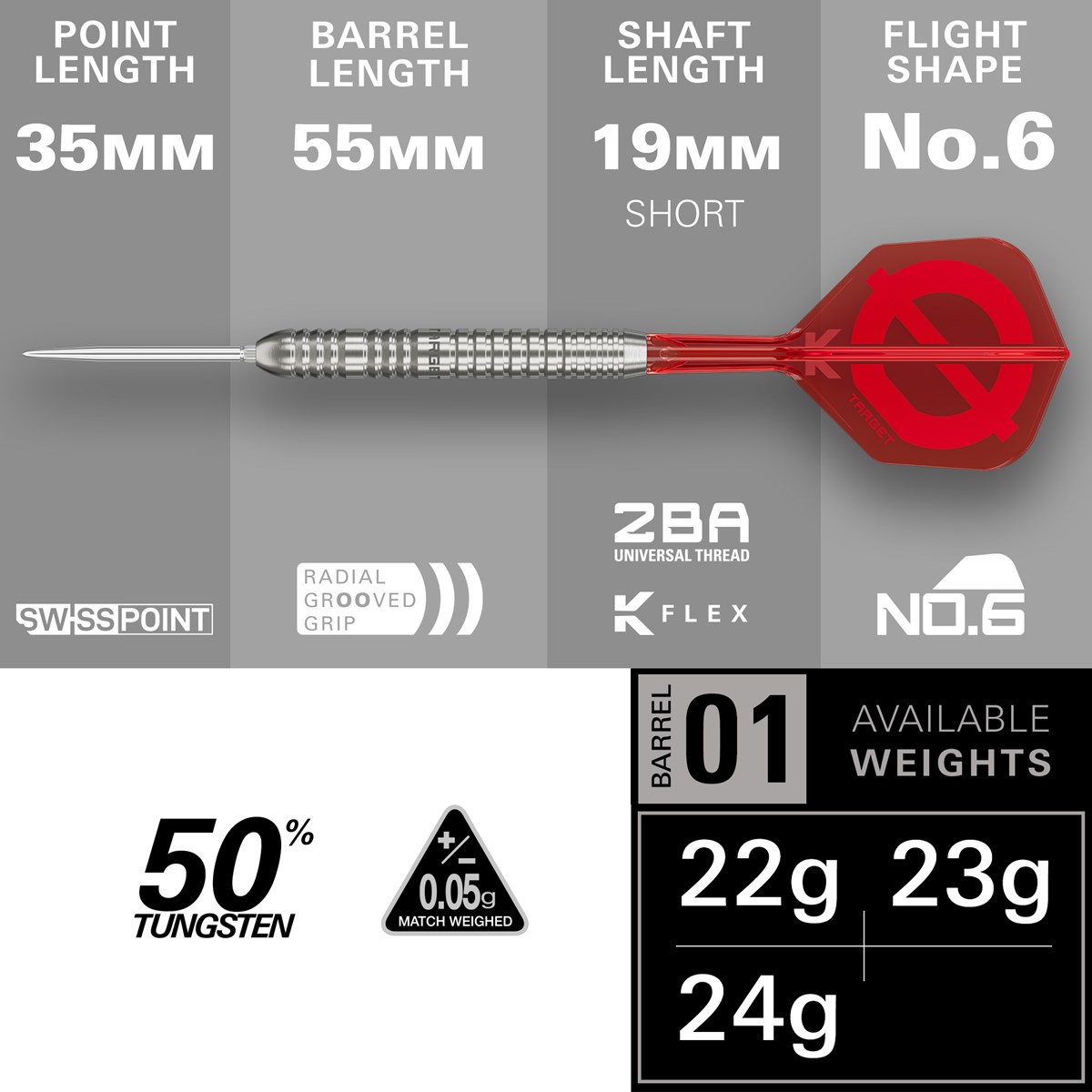 Target Group Ø 03 50% Swiss Point Steel Tip Darts 24 grams