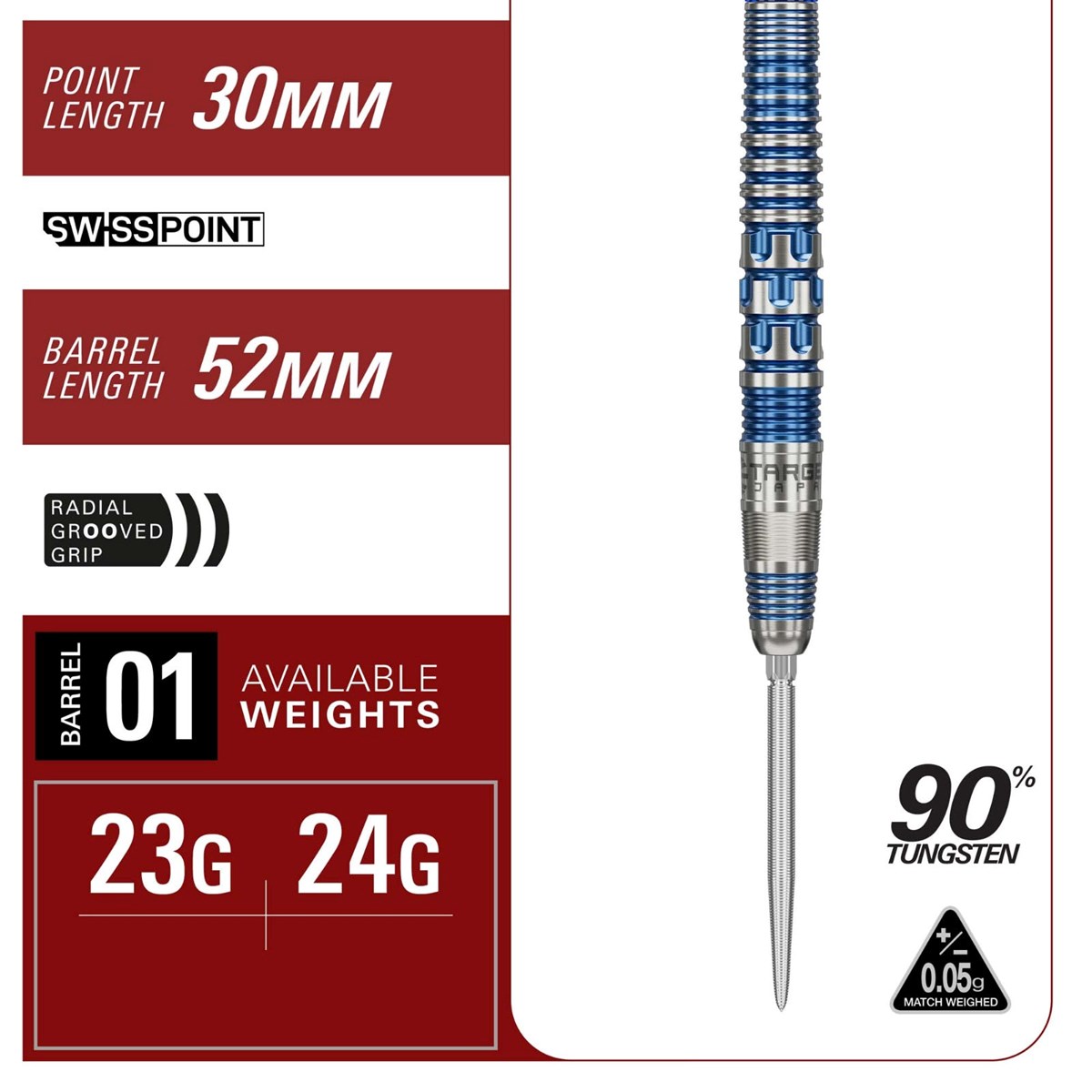 Target Mizu 01 90% SP Steel Tip Darts 24 grams