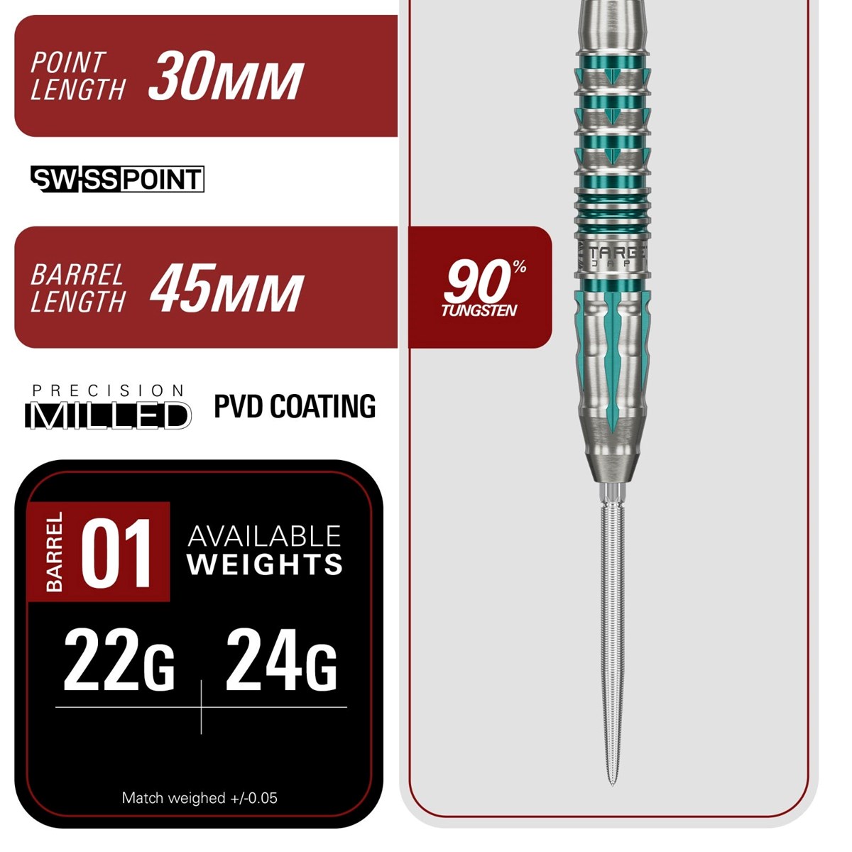 Target Black Marque Pierce SP Steel Tip Darts 24 grams