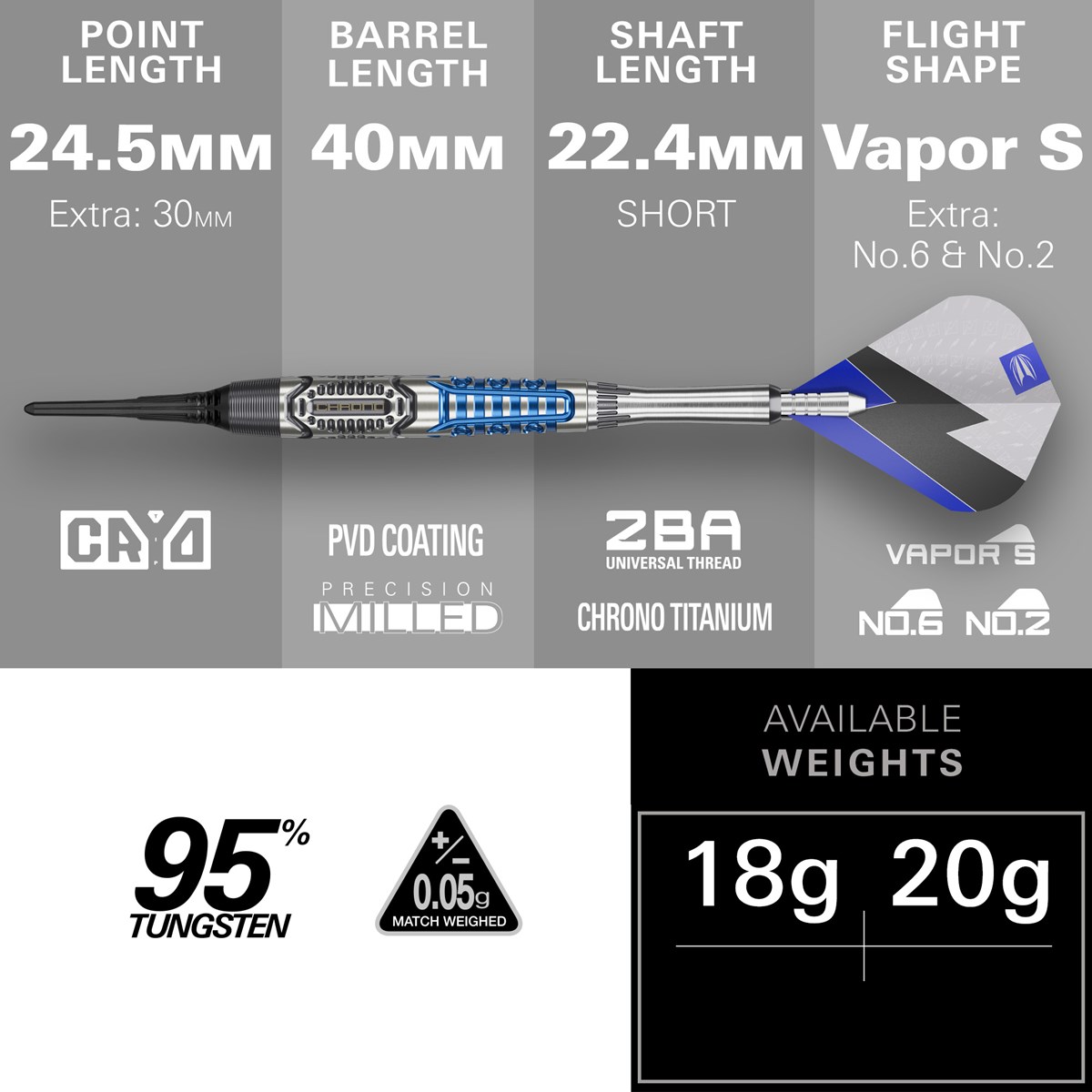 Target Phil Taylor Power Chrono 95% Soft Tip Darts 20 grams