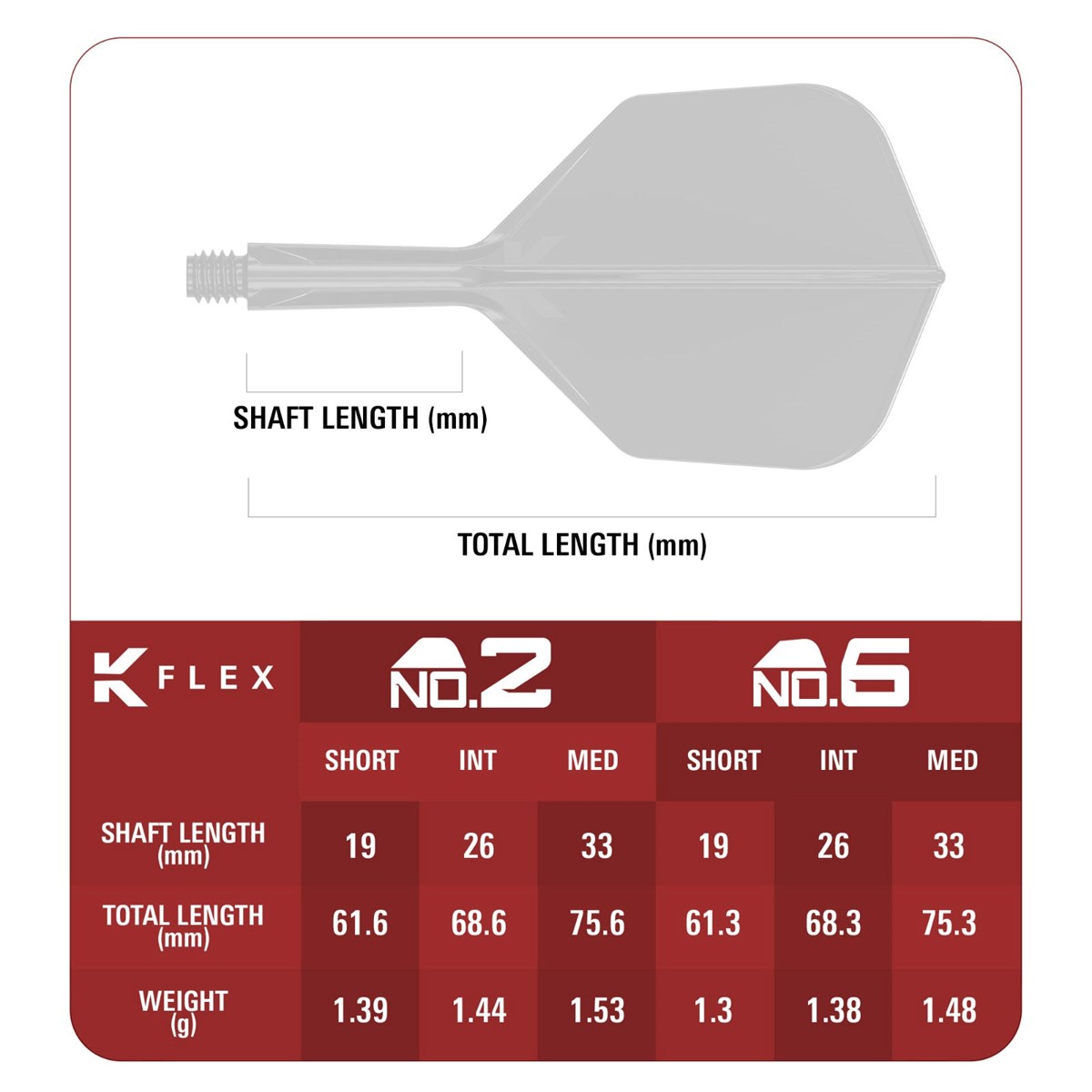 Target K-Flex System - No. 6 Flight / Short Shaft (19mm) - Endeavour
